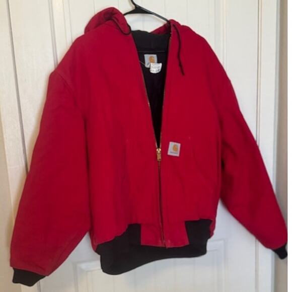 Carhartt RARE J04 Red Vintage Quilted Flannel Lined Firm Duck Active Jacket XXL - Picture 4 of 11